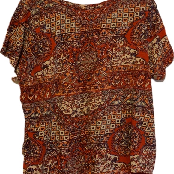 Lucky Brand Boho Print Burnt Orange Tee - Picture 3 of 4